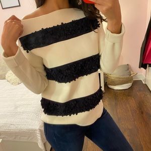 Tory Burch Creme & Navy Floral Sweater